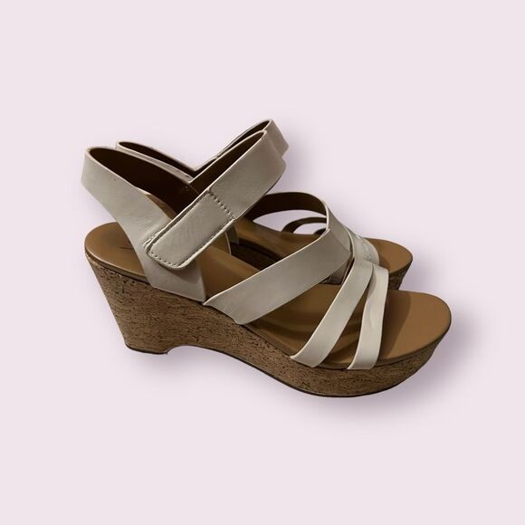 Naturalizer Cream Cork Wedge Sandals Sz 7 - Picture 2 of 5